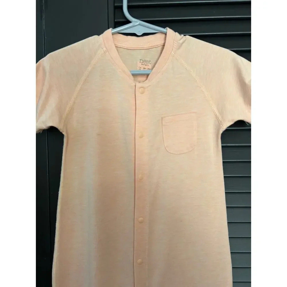 NEST Pantone Bellini Peach Baby Snap-Front Romper, Size 18-24 Months